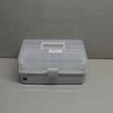 Creahaus 13 inch Art Craft Organizer Storage Box with 3 Layer, Multipurpose Plastic Tool Box with Handle for Sewing, Art Supply, Medicine, Nail, Hair Accessories (Grey)