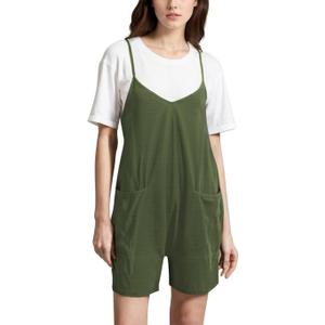 DNFUN Womens Sleeveless Rompers Loose Strap Shorts Overalls Oneise Outfits Summer Casual Jumpsuits (Small, Armygreen)