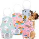 FurVeluxia 3 Pack Washable Female Dog Diapers with Adjustable Suspender, Reusable Sanitary Panties for Dogs in Heat, Leak-Proof Design for Small Dogs, M