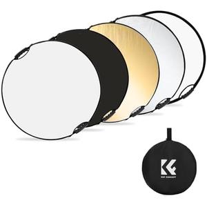 K&F Concept Light Reflector with Grips, 32"(80cm) 5-in-1 Photography Diffuser Collapsible Portable with Grips for Studio and Outdoor Lighting Gold Silver White Black Translucent