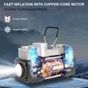 Silver Tire Inflator Portable Air Compressor, Heavy Duty Double Cylinders Auto Pump, 12V Portable Air Compressor Pump with Emergency LED Light - 150PSI Tire Pump, Apply to Car, SUV, RV