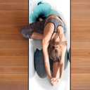 QiyI Yoga Towel with Travel Bag, Microfiber Mat-Sized Hot Yoga Towels, Non Slip Blanket with Corner Pockets, Quick Dry Mat Towel for Bikram, Pilates, Fitness - 70"x26", Pebbles & Blue White Flowers