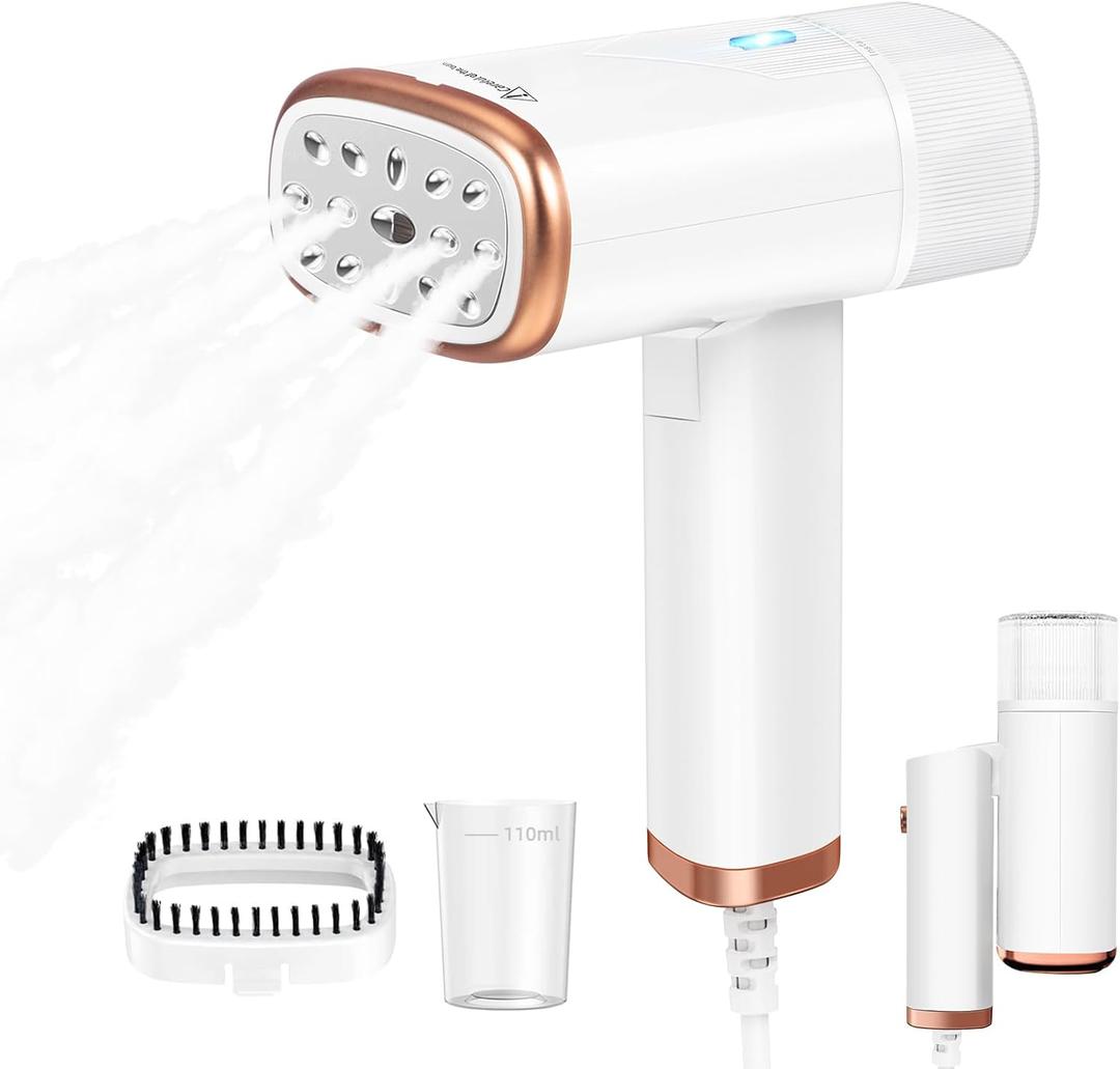 Steamer for Clothes Steamer Handheld, Travel Steamer for Clothes Portable Mini, 1200W Foldable Garment Steamer, 120ml Fabric Wrinkle Remover with Brush and Measure cup for Home Office Travel
