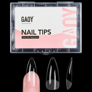 GAOY Medium Stiletto Fake Gel Nail Tips, 12 Sizes False Full Cover Acrylic Press on Nails, 240Pcs Soft Half Matte Tips