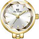 FANMIS Elegant Hollow Four Leaf Clover Womens Bracelet Gold Tone Watch Waterproof Luxury Diamond Dress Ladies' Bracelet Watch Four Leaf Clover Design Ladies' Timepiece