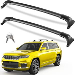 KINGGERI 300lbs All Aluminum Roof Rack Cross Bars Compatible with Jeep Grand Cherokee L 2021-2026 and 2022-2026 Grand Cherokee WL Lockable Heavy Duty Crossbars Rooftop Cargo Basket Luggage Kayak