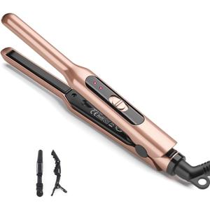 JAETON Small Flat Iron 3/10" Mini Hair Straightener for Short Hair Curling Iron for Edges,Mini Straightener for Travel,Fast Heat Up,Dual Voltage,Ceramic Tourmaline