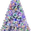 7.5ft Green PVC Hinged Flocking Tree with 550 lights