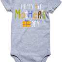 UNICOMIDEA Unisex Baby Letter Print Outfit Snaps Cotton Romper 0-12M | Newborn Boy Girl Bodysuit, Easy Diaper Snaps, Soft Cotton, Baby Birthday Gift (Gray)