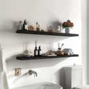 36 Inch Black Wood Floating Shelves for Wall Rustic Wall Shelf for Bedroom Living Room Set of 4, 36Incn
