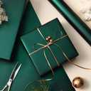 LaRibbons Dark Green Matte Metallic Wrapping Paper Jumbo Roll for Christmas, 30 Inch x 33 Feet