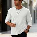 MAGCOMSEN Mens Long Sleeve Tee Shirts Lightweight Moisture Wicking Casual Comfort Crewneck Plain Long Sleeve Shirts (White, XXL)