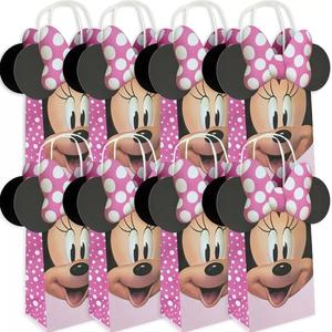 Minnie Mouse Forever DIY Party Bags - 8.25" x 5" x 3.25" (8-Pack) - Pink Paper Favor Bags for Kids Events & Special Occasions