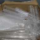 4 Pcs Candelabra Centerpieces for Tables, 5-Arm Crystal Clear Candle Holders with Shades and Round Bases, Pillar Taper Candlesticks for Party, Wedding, Candlelight Dinner, Fit 0.87" LED Candles