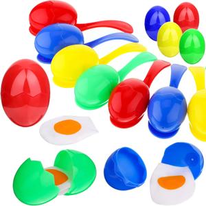 Civaner 24 Pieces Egg and Spoon Race Game Set with Yolk, Egg Balance Game Relay Race Game for Easter Eggs Hunt Game Outdoor Lawn Games, Field Sport Party Favors Toy (4 Assorted Colors)