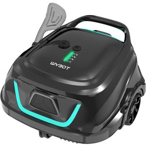 WYBOT A1 Cordless Robotic Pool Cleaner, Automatic Pool Vacuum with 120 Mins Long Runtime, Double Filters, LED Indicator, 2.5H Fast Charging, Ideal for Above Ground/In-Ground Flat-Bottomed Pools (Black&Green)