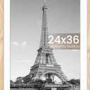 upsimples 24x36 Poster Frame, Display Pictures 20x30 with Mat or 24x36 Without Mat, Wall Hanging Picture Frame, Natural, 1 Pack