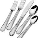 Mikasa Bravo 65-Piece Flatware Set for 12, 18/10 Stainless Steel Silverware with Full Service, Includes Forks, Knives, Spoons, and Serving Utensils