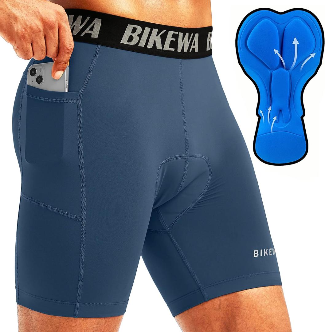 Men's 4D Padded Bike Shorts Cycling Underwear Biking Bicycle Padding Shorts for Men Side Pockets, Medium
