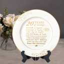 Urllinz 20 Year Anniversary Plate with 24k Gold Foil Decorations - 20th Anniversary Wedding Gifts for Wife Couple Him Her Husband, Ceramic 9"