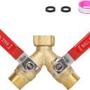 Brass Garden Hose Splitter 2 Way Heavy Duty, Y Valve Hose Splitter With Stainless Steel Long Handle, 3/4" GHT Thread Y Valve Water Garden Hose Tap Adapter