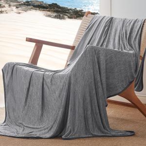 Bedsure Cooling Blanket for Hot Sleepers - Summer Cold Throw Blanket for Bed, Ice Cooling Lightweight Bedding Gifts, Cool Thin Arc-Chill Comfort Cold Throws with Rayon Derived from Bamboo, 50x70 (01- Dark Grey)