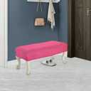 SINOSSO Soft Velvet Shoe Bench Cover, (36.5"- 48") L x (13.8"- 18") W Stretch Washable Dining Bench Upholstered Protector Rectangle Chair Slipcover, (L, Hot Pink)