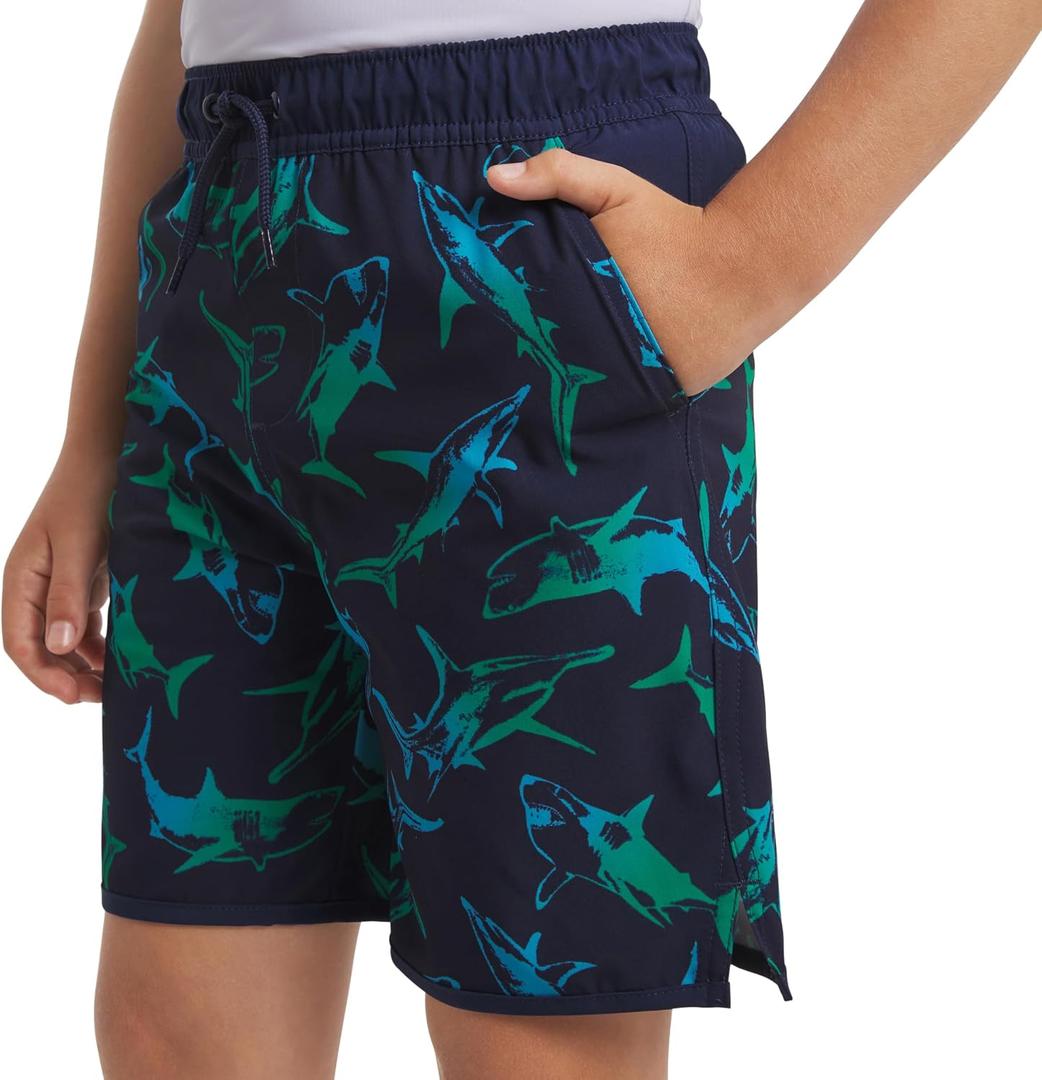 Lands' End Boys' Swimwear UPF 50+ Comfort Hydroliner Swim Trunks (L)