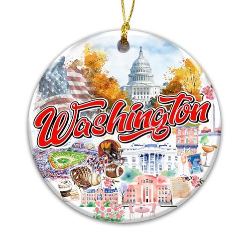 Washington D.C. Ornament 2025 – U.S. Capitol & White House Christmas Ornament – Patriotic America Souvenir Decoration – Washington D.C. Skyline Keepsake Gift for Travelers, Veterans & Collectors