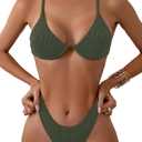 Fanuerg Women Underwire Triangle Bikini Spaghetti Strap Push Up Swimsuit Cheeky Two Piece Bathing Suit, XL