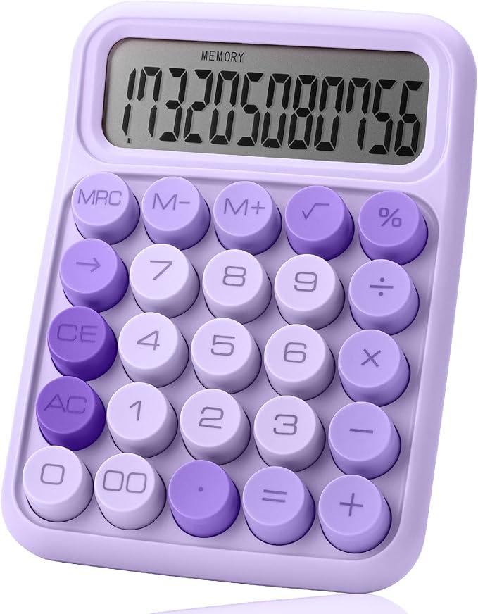 Mr. Pen Mechanical Switch Calculator, 12 Digits, Large LCD Display, Purple Calculator Big Buttons
