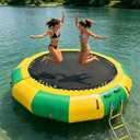 10Ft Water Trampoline Swim Jump Platform, Inflatable Floating Trampoline with Rope Ladder, Inflatable Lake Bouncer for Water Sports