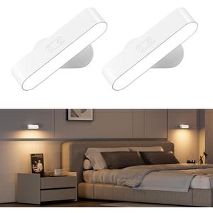 Battery Operated Wall Sconces, Wireless LED Wall Sconce Set of Two, Rechargeable Wall Lights for Living Room, 5 Colors Dimmable Wall Lamps for Bedroom, White 2 Pack