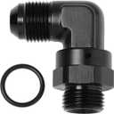8AN Male Flare to 8AN -8 ORB O-ring Boss 90 Degree Swivel Fitting Adapter Aluminum Black