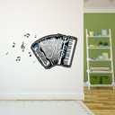 Design With Vinyl Music Wall Decal Vintage of Piano, Accordion on White Background Removable - Size: 30 in x 15 in (Multi)