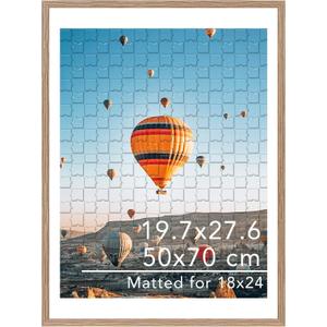 JCJMY 19.7x27.6 Puzzles Frame for 50x70 cm Puzzles Poster Photo Picture, Display 18x24 with Mat or 19.7 x 27.6 without, Wall Hanging 19.7 by 27.6 inch 1000 Pieces Puzzles Frame, Rustic Brown