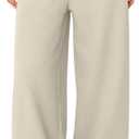 HeSaYep Women's Fleece Lined Sweatpants Winter Warm Wide Leg Sweat Pants Baggy Casual Pants with Pockets (Medium, Khaki)