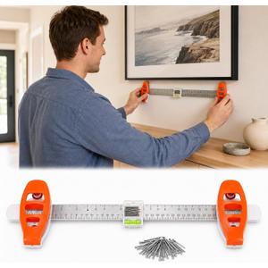 Picture Hanging Tool with Built in Level,Magnetic Nail Hanger,Ruler,30nails