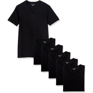 Amazon Essentials Men's V-Neck Undershirt, Pack of 6 (XX-Large, Black)