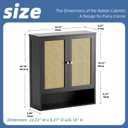 HITNET Wall Mounted Bathroom Cabinet, Rattan Hanging Cabinet, Space-Saving Bathroom Wall Cabinet with 2 Doors and Adjustable Shelves, Black, 23.23" W X 8.27" D X 26.18" H