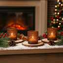 24pcs Amber Votive Candle Holders for Table, 2x2.5in Vintage Glass Small Tea Light Candles Holders for Home Decor, Tealight Candle Holder Decor for Wedding Centerpieces Baby Shower