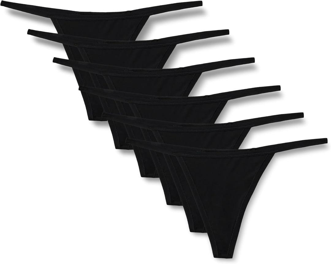 Women's Microfiber G-String Thong, Pack of 7 (Medium, Black)