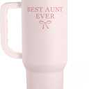 Gift for Aunt - Best Aunt Stainless Steel Tumbler with Handle, Travel Coffee Mug for Moms - Aunts Gifts for Birthday Christmas Mothers Day, 40oz