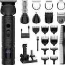 Beard Trimmer for Men Professional Men's Beard Grooming Kit T-Blade Trimmer Electric Shaver Razor Nose Body Trimmer Hair Cutting Kit Cordless 7 in 1 Black