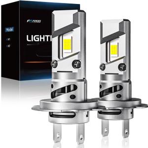 FRANXI H7 Bulbs, Super Bright Fog Lights 6000K Cool White, 1:1 Size Design with Cooling Fan, Plug and Play, Pack of 2