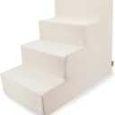 Best Pet Supplies Dog Stairs & Steps - Foam Steps for Small Dogs & Cats, Non-Slip Indoor Balanced Pet Step Support, Dog Ramp, No Assembly, Ivory, 4-Step (18-inch Height)