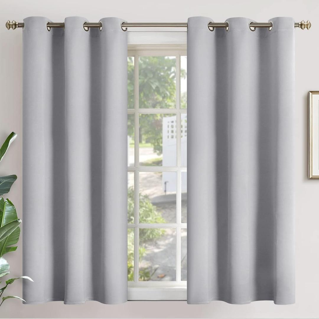 YoungsTex Light Grey Blackout Curtains 54 Inches Long for Bedroom - Thermal Insulated Drapes with Grommet Room Darkening Privacy for Living Room, 2 Panels, 42 x 54 Inch