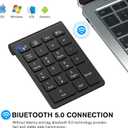 cimetech BT Number Pad, Wireless Numeric Keypad Numpad, 22 Keys Portable Mini Financial Accounting Keyboard for Laptop Notebook, Desktop, Surface Pro, PC