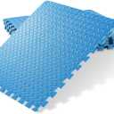 Philosophy Gym Pack of 6 Exercise Flooring Mats - 24 x 24 Inch Foam Rubber Interlocking Puzzle Floor Tiles - Blue, Pack of 3
