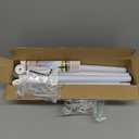 White Steel Corner Curtain Rod, 30-136 Inch, Adjustable, Wall Mounted, Glossy Smooth Finish